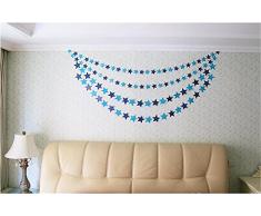Honey$Homey Twinkle Little Star, 4 m Papier fünfzackige Sterne, Dekoration, Hänge für Hochzeit, Geburtstag, Party, Babyzimmer, Weihnachten, Danksagungs-Party, Papier, Dark Blue&Light Blue,10, 10