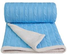 T-TOMI Kinder Strickdecke Winterdecke Blau Mehrfarbig One Size
