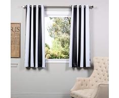 HPD BOCH-KC43-63-GR Vorhang mit Streifen, verdunkelnd, 160 cm, Schwarz und Weiß