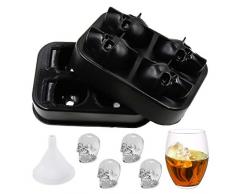 Vonty 3D Totenkopf Eiswürfelform Silikon Schädel Eiswürfel Eiswürfelform mit Trichter für Whiskey, Cocktails, Bier