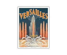 Pacifica Island Art Versailles, Frankreich – Wasser Springbrunnen, Palace Gärten von Versailles – Vintage World Travel Poster von F. Prodhomme c.1930 – Master Kunstdruck 9 x 12
