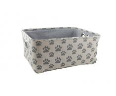 Winifred & Lily Pet Spielzeug und Zubehör Aufbewahrungsbox, Organizer Aufbewahrungskorb für Haustierspielzeug, Decken, Leinen und Futter mit Aufdruck Dog Paws, Beige/Grau