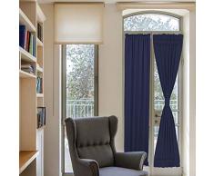 PANOVOUS Panovus Türvorhänge, schwarz, verdunkelnd, Terrassentürvorhang für Privatsphäre. Landhausstil 25Wx72L One Panel Navy
