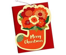 Night Owl Paper Goods Weihnachtskarte mit Blumenstrumpf aus Holz