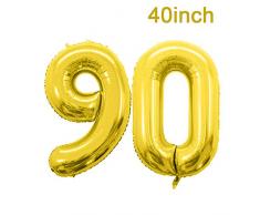 AimtoHome Folienballon für Geburtstag, Jahrestag, Party-Dekoration, 101,6 cm 90 Gold
