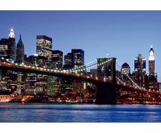 AG Design FTS 0107 Brooklyn Bridge New York, Papier Fototapete - 360x254 cm - 4 teile, Papier, multicolor, 0,1 x 360 x 254 cm