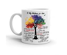 memory gift shop Kaffeetasse für Schwiegermutter aus Keramik to My Mother in Law Baum Regenbogen süße Sprüche Geburtstag Geschenk Muttertag Weihnachten Jahrestag