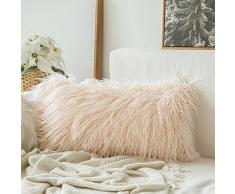 MIULEE Deko New Luxury Serie Merino Style Grün Fell Überwurf Kissen Fall Kissenbezug für Sofa Schlafzimmer Auto 12x20 Fur Pink