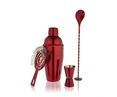 True Cocktail Tools Barware Set, Red