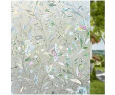 ZAONE 3D Fensterfolien ohne Kleber Sichtschutzfolie für Badezimmer Statische Deko Blume Glasfolie 23.6×78.7