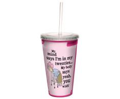 Tree-Free Greetings cc33752 komisch Aunty Acid doppelwandige Cool Tasse mit wiederverwendbarer Strohhalm, Sie möchten, 473 ml