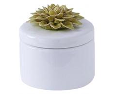 K & K Interiors Keramik Auflaufform mit Deckel W/Grün Nelke, weiß