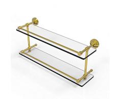Allied Messing wp-2/22-gal-pb der Waverly Place 22 doppelten Glas Regal mit Galerie-Schiene, Messing poliert