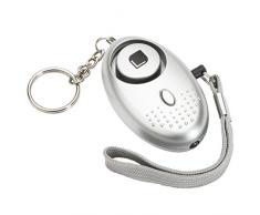 Levivo Schlüsselanhänger mit Taschenlampe und Alarm – Silber, 55 x 80 x 30 mm