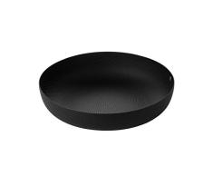 Alessi | JM17/21 BT, rundes Tablett aus lackiertem Stahl mit Epoxidharz, schwarz mit Reliefdekor