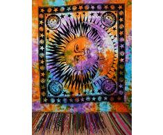 GDONLINE Mandala-Vorhang, indisch, himmlisch, bunt, Sonne, Mond, Stern, Mandala, Türvorhang, Boho-Dekor, Vorhang