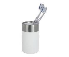 Wenko 19970100 Creta Zahnputzbecher-/ Zahnbürstenhalter, für Zahnbürste und Zahnpasta, Soft-Touch, 7 x 11,1 x 7 cm, Weiß