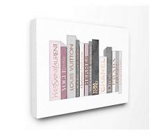 Stupell Industries Fashioner Bücherregal, Aquarell, Design von Künstlerin Amanda Greenwood Wall Art, 16 x 20 cm, Leinwand
