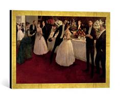Gerahmtes Bild von Jean-Louis Forain The Buffet, 1884, Kunstdruck im hochwertigen handgefertigten Bilder-Rahmen, 60x40 cm, Gold Raya