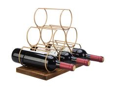 MyGift Weinregal für 6 Flaschen, Metall, Draht und gebranntes Holz, modernes Design