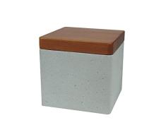Nu Stahl Nusteel Beton aus Zement Badezimmer Schminktisch Arbeitsplatte Aufbewahrungsbehälter Behälter Behälter für Wattestäbchen, runde Bälle, Make-up Schwämme, Badesalz, Grau Stein/Braun