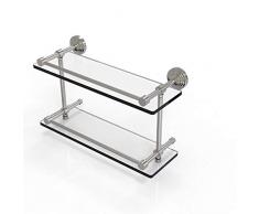 Allied Messing wp-2/16-gal-sn der Waverly Place 40,6 cm doppelten Glas Regal mit Galerie-Schiene, Satin Nickel