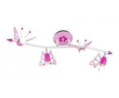 Elobra Kinderlampe Mädchen Welle Falter | Wunderschöne Deckenlampe Kinderzimmer für Mädchen, Lampe Schmetterling, rosa, Blüten, bewegliche Deckenstrahler, 100 x 20 x 25cm