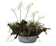 Nearly Natural 4839 Orchid and Succulent Garden Floral Arrangement Set with Driftwood and Decorative Vase