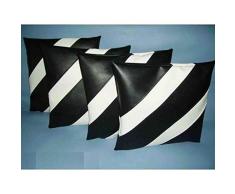 Zafy Leder-Kissenbezüge für Couch Sofa Bett massives Echtleder weich Kissenbezüge 18 X 18 schwarz/weiß