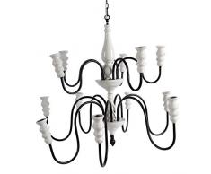Benzara Glorifying Ceramic Metal 12-Arm Chandelier, Black and White Kronleuchter, Metall, schwarz/weiß