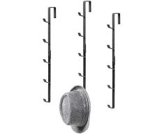 MyGift Türgarderobe / Garderobe mit 5 Haken, Metall, Schwarz, 3 Stück