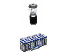Varta 8x 5mm LED XS Campinglampe mit Varta Batterien Mignon AA LR6 Vorratspack 40 Stück