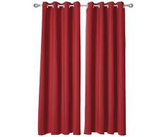 Deconovo Ösen Vorhang Wärmeisolierend Gardinen Blickdicht Verdunklungsvorhänge Schlafzimmer, Polyester, Rot, 175x140