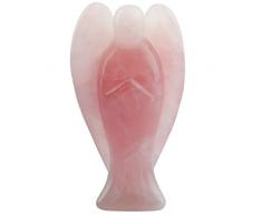 mookaitedecor Kristall Pocket Schutzengel Figur Geschnitzt Edelstein Heilung Statue 7,6 cm #1-Rose Quartz