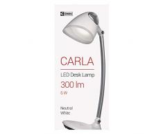 EMOS dimmbare LED Schreibtischlampe Carla, Tischleuchte, Nachttischlampe, Leselampe mit 6 Helligkeitsstufen bis 300 lm, Farbe weiß, Augenschutz, neutralweiß, 6 W