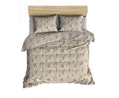 Friends at Home Bettwäsche-Set für Kinder, Doppelbett-/Einzelbett, 100% Baumwolle, weich, hypoallergen, bequem, Fuzzy Bettwäsche, Hotel-Kollektion, schweres Flanellgewebe (Tier-Druck, Beige)