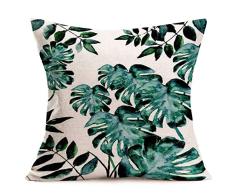 Royalours Kissenbezug mit grünen Blättern, Baumwollleinen, Tropische Palmenblätter, dekorativer Überwurf, Kissenbezug für Zuhause, Bank, Couch/Sofa, 45,7 x 45,7 cm 18 x 18 Leaf5