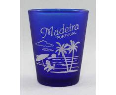 World By Shotglass Madeira Portugal Schnapsglas, Milchglas, Kobaltblau