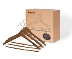 Topline Kleiderbügel für Anzüge, klassisch, Holz, 6 Stück walnuss