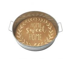 OUCHAN Serviertablett aus verzinktem rustikalem Holz mit dekorativen Griffen