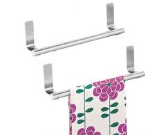 iDesign Forma Self-Adhesive Towel Bar Holder for Bathroom, Kitchen Walls, Cabinets, Above Counters, 9.75 x 5.75 x 2, Set of 2, Brushed Stainless Steel