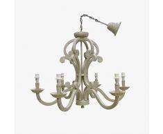 Better & Best Dibujo Gr Hängeleuchte mit 6 Leuchten, groß, Hellgrau, Maße 61 x 61 x 80 cm + Deckenleuchte, Material: Holz