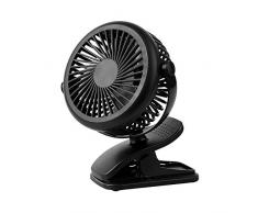 Anyasun USB- oder 2200 mAh batteriebetriebener Mini-Ventilator, 360 Grad drehbar, Clip-On-Lüfter für Kinderwagen, Laufband, Büro, Wohnheim, Zuhause und draußen, Disney schwarz