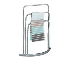 Relaxdays Handtuchständer CURVY mit 3 Handtuchstangen HxBxT: ca. 85 x 66 x 20 cm frei stehender Handtuchhalter aus Metall in Edelstahl-Optik als kleiner Herrendiener oder Kleiderständer im Bad, silber