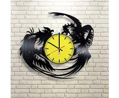 RomanticStuffStore Wanduhr aus Vinyl, Motiv: Hahn, einzigartig, Moderne Kunst