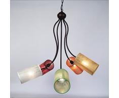 Tosel 20015 Kronleuchter - Midi Tube und Stahlblech, Epoxidharz, Lampenschirm ple, E14, 60 W, braun