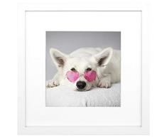 Golden State Art 12 x 12 Quadratische Holz Bilderrahmen, Passepartout für die Bilder 8 x 8 Oder 12 x 12 Ohne Matte, Holz, Weiß, 12x12