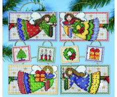 Design Works Folk Art Christbaumschmuck aus Kunststoff/Segeltuch, Weihnachtsengel, Mehrfarbig