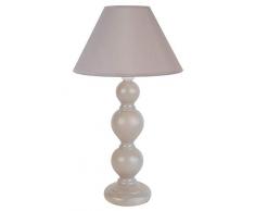 Tosel 63765 Fuß Lampe, Holz Buche, Malerei Romantische Atmosphäre, Lampenschirm Baumwolle, E27, 40 W, Taupe gekalkt, 25 x 44 cm