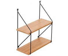 Americanflat Schweberegal – 2-stöckig – Wandmontage – Metalldraht – Schwebende Halterung für Schlafzimmer, Badezimmer, Wohnzimmer, Küche und Büro eiche